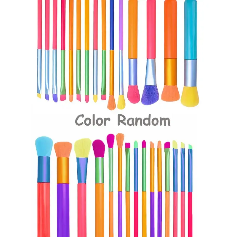 15-Pieces: Rainbow Color High Quality Makeup Brush Set