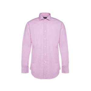 Chemise curling avec col italien - vichy rose