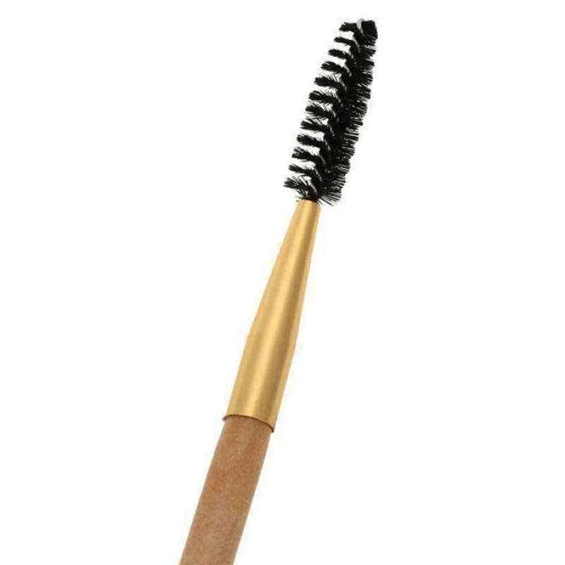 Eyebrow brush Bamboo Handle Dual-head   Eyebrow Comb Makeup Brush Golden