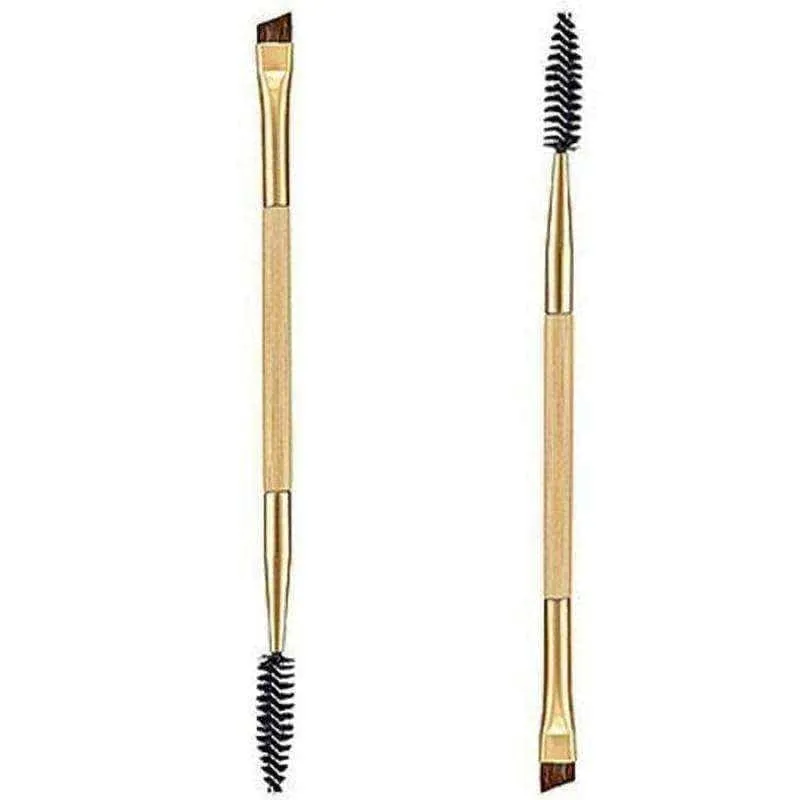 Eyebrow brush Bamboo Handle Dual-head   Eyebrow Comb Makeup Brush Golden