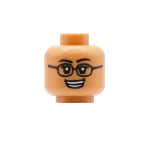 Glasses with Flicked Eyelashes Open Smile / Raised Eyebrow Smirk (Nougat) - LEGO Minifigure Head