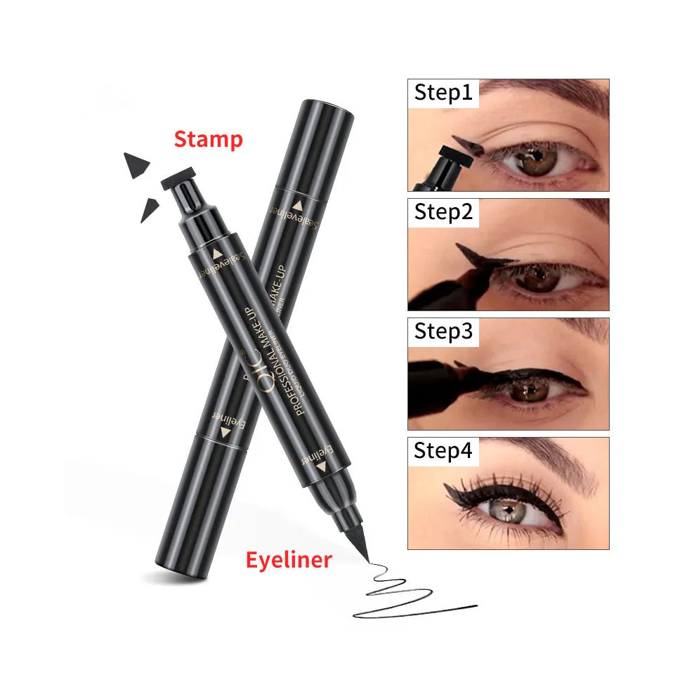 Waterproof Quick-Drying 2-In-1 Stamp Eyeliner Pen